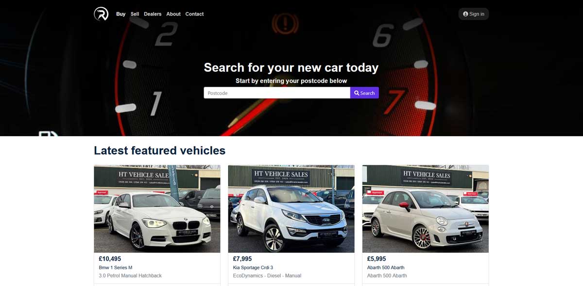 Revolution Dealers homepage screenshot